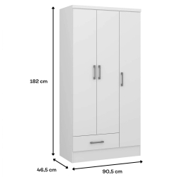 Roupeiro SEAN com 3 portas e 1 gaveta - Closet with Crash Doors