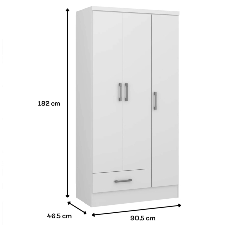 Roupeiro SEAN com 3 portas e 1 gaveta - Closet with Crash Doors