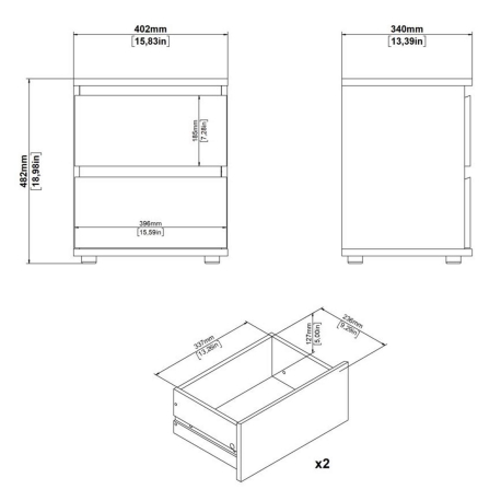 Mesa de cabeceira NEW MATRIX 2 gavetas - Bedside Tables