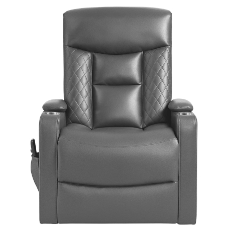 Poltrona reclinável relax LIFT II elétrica com elevação - Cinzento Escuro (Pele Sintética)