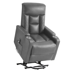 Poltrona reclinável relax LIFT II elétrica com elevação - Cinzento Escuro (Pele Sintética)
