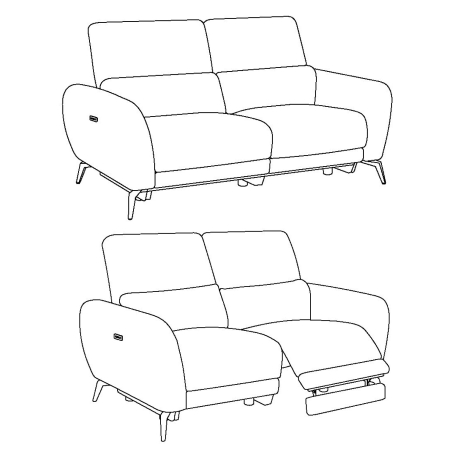 Sofá 3 lugares ELISA relax elétrico - Cinzento Claro