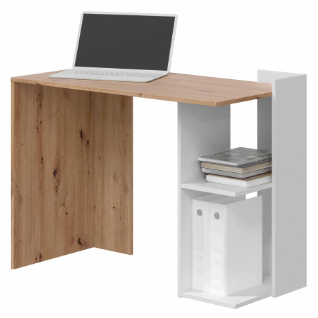 Secretária reversível KENIA - Carvalho e branco Secretária reversível KENIA - Carvalho e branco