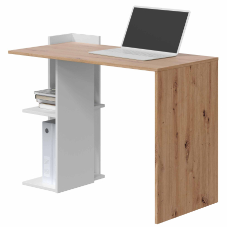 Secretária reversível KENIA - Carvalho e branco Secretária reversível KENIA - Carvalho e branco