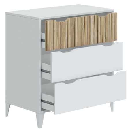 Cómoda NOITE com 3 gavetas - Branco e Carvalho Cómoda NOITE com 3 gavetas - Branco e Carvalho