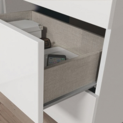 Camiseiro ETHNA com 5 gavetas - Branco Gelo e Carvalho Natura Camiseiro ETHNA com 5 gavetas - Branco Gelo e Carvalho Natura