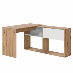 Secretária reversível DUO - Branco e carvalho