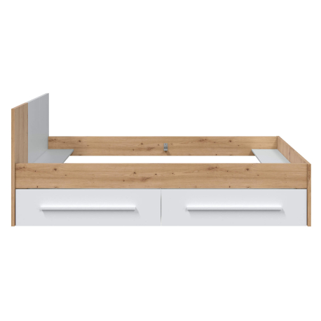 Cama de solteiro NOA com gavetas - Carvalho e branco