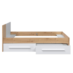 Cama de solteiro NOA com gavetas - Carvalho e branco