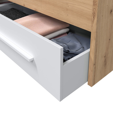 Cama de solteiro NOA com gavetas - Carvalho e branco