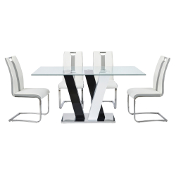 Pack mesa NELLY + 4 cadeiras NATALIA II - Preto e Branco