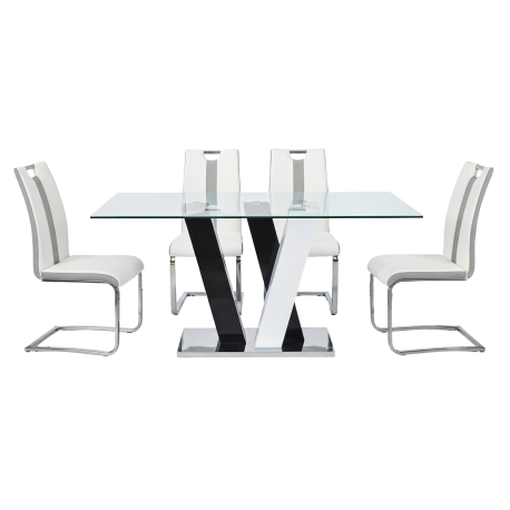 Pack mesa NELLY + 4 cadeiras NATALIA II - Preto e Branco Pack mesa NELLY + 4 cadeiras NATALIA II - Preto e Branco