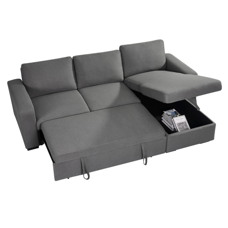 Sofá chaise longue MANHATTAN com cama e baú - Cinzento (TL2025-1 Light Grey) Sofá chaise longue MANHATTAN com cama e baú - Cinzento (TL2025-1 Light Grey)