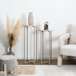 Conjunto 2 mesas de apoio TERRA NOVA - Taupe Claro e Bege Claro