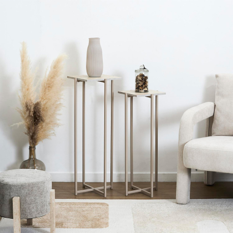 Conjunto 2 mesas de apoio TERRA NOVA - Taupe Claro e Bege Claro