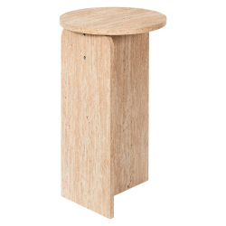 Mesa de apoio redonda PIETRA (30cm) - Travertino Bege