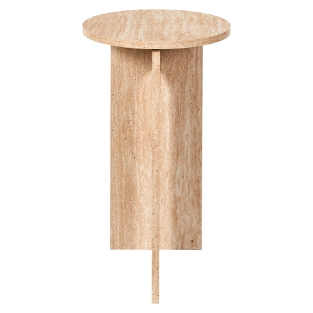 Mesa de apoio redonda PIETRA (30cm) - Travertino Bege