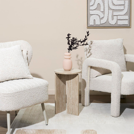 Mesa de apoio redonda PIETRA (30cm) - Travertino Bege