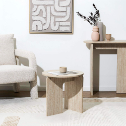 Mesa de apoio redonda PIETRA (45cm) - Travertino Bege