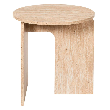 Mesa de apoio redonda PIETRA (45cm) - Travertino Bege