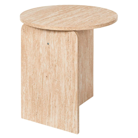 Mesa de apoio redonda PIETRA (45cm) - Travertino Bege