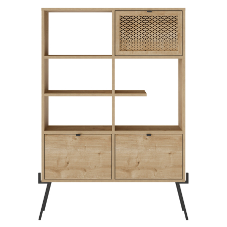 Estante EVAN com 3 portas - Carvalho e Preto Estante EVAN com 3 portas - Carvalho e Preto