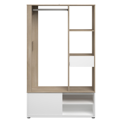 Móvel de entrada GHOST com bengaleiro - Carvalho e branco Móvel de entrada GHOST com bengaleiro - Carvalho e branco