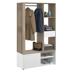 Móvel de entrada GHOST com bengaleiro - Carvalho e branco Móvel de entrada GHOST com bengaleiro - Carvalho e branco