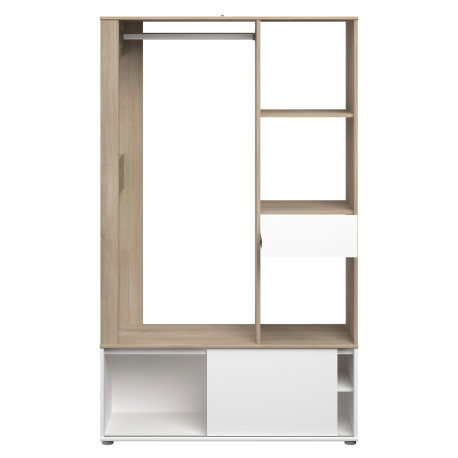 Móvel de entrada GHOST com bengaleiro - Carvalho e branco Móvel de entrada GHOST com bengaleiro - Carvalho e branco