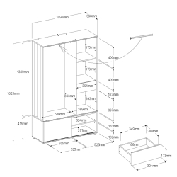 Móvel de entrada GHOST com bengaleiro - Carvalho e branco Móvel de entrada GHOST com bengaleiro - Carvalho e branco