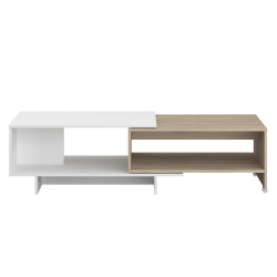 Mesa de centro extensível VIGO (120-160cm) - Branco e Carvalho