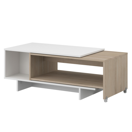 Mesa de centro extensível VIGO (120-160cm) - Branco e Carvalho