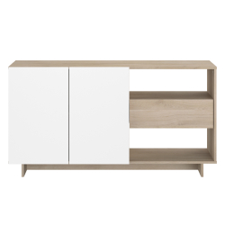 Aparador MAELLE com 2 portas e 1 gaveta - Carvalho e Branco