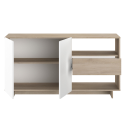 Aparador MAELLE com 2 portas e 1 gaveta - Carvalho e Branco