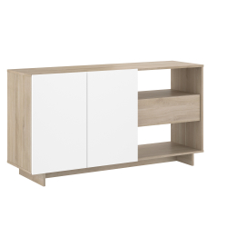 Aparador MAELLE com 2 portas e 1 gaveta - Carvalho e Branco