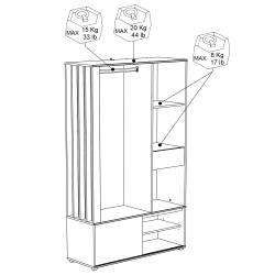 Móvel de entrada GHOST com bengaleiro - Carvalho e branco Móvel de entrada GHOST com bengaleiro - Carvalho e branco