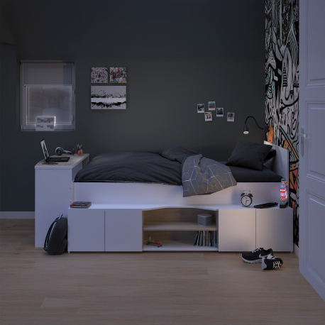 Cama de solteiro CLEO com secretária - Home