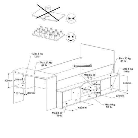 Cama de solteiro CLEO com secretária - Home