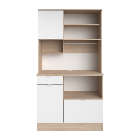 Móvel auxiliar de cozinha SOCOOL - Carvalho e Branco Mate