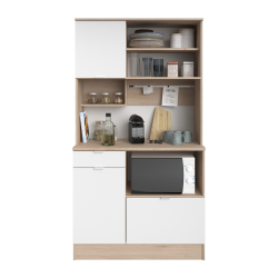 Móvel auxiliar de cozinha SOCOOL - Carvalho e Branco Mate