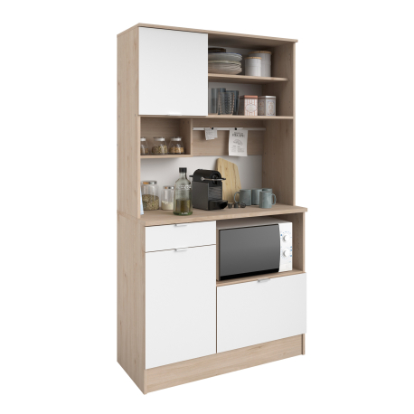 Móvel auxiliar de cozinha SOCOOL - Carvalho e Branco Mate