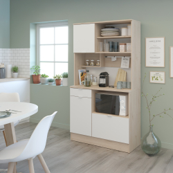 Móvel auxiliar de cozinha SOCOOL - Carvalho e Branco Mate