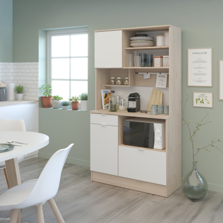 Móvel auxiliar de cozinha SOCOOL - Carvalho e Branco Mate