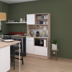 Móvel auxiliar de cozinha SOCOOL - Carvalho e Branco Mate