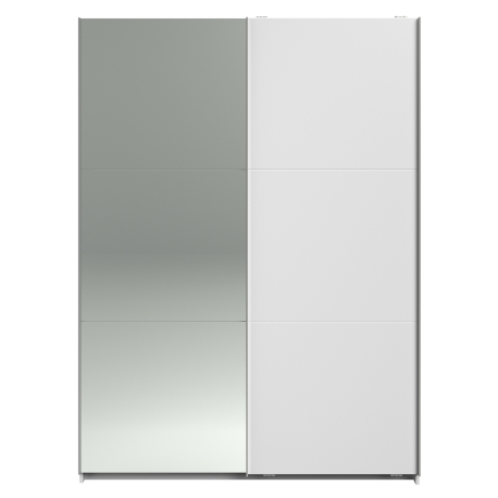 362957 - Roupeiro SWING II com espelho e 2 portas deslizantes - 150cm - Branco Mate