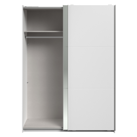 362957 - Roupeiro SWING II com espelho e 2 portas deslizantes - 150cm - Branco Mate