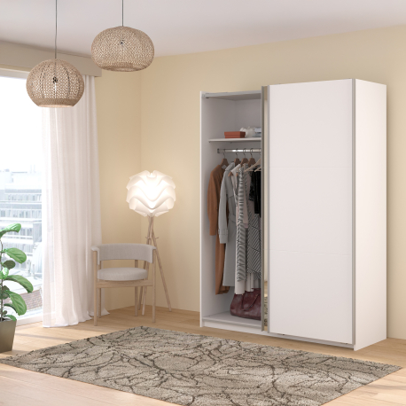 362957 - Roupeiro SWING II com espelho e 2 portas deslizantes - 150cm - Branco Mate