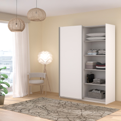 362957 - Roupeiro SWING II com espelho e 2 portas deslizantes - 150cm - Branco Mate