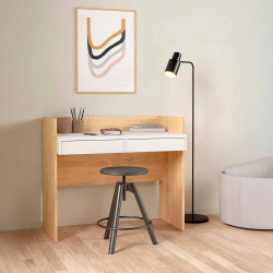 Secretária FUNCTION com 2 gavetas - Carvalho e Branco