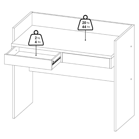 Secretária FUNCTION com 2 gavetas - Carvalho e Branco